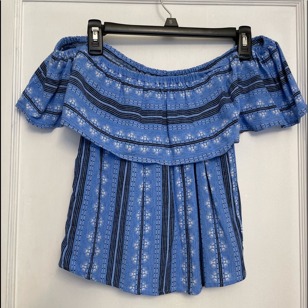Jealous Tomato off the shoulder top- blue